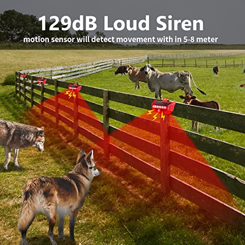 Solar Alarm Light With Motion Sensor 129Db Strobe Siren Alarm Light Outdoor Ip65 Waterproof Solar Siren Security Light With Remote Controller For Driveway , Home,Farm,Barn,Villa,Yard #TOP1