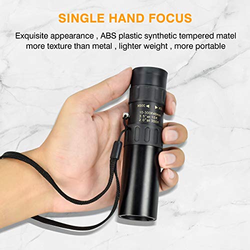 CameCosy New Monocular Telescope(2020),10-300X40mm Super Zoom Monocular Spyglass[Day & Low Night Vision]Portable Binoculars with Smartphone Clip & Tripod for Birdwatching, Hunting, Camping,Sightseeing - Thumbnail 6