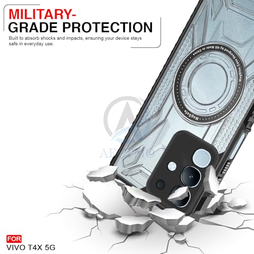 Image of AESTMO Hybrid Shockproof Back Cover Case for Vivo T4X 5G / Z10X 5G / Y31 Pro 5G Compatible with MagSafe | Hard Back Case Cover for (PC & TPU, Translucent Back, Black Sides)