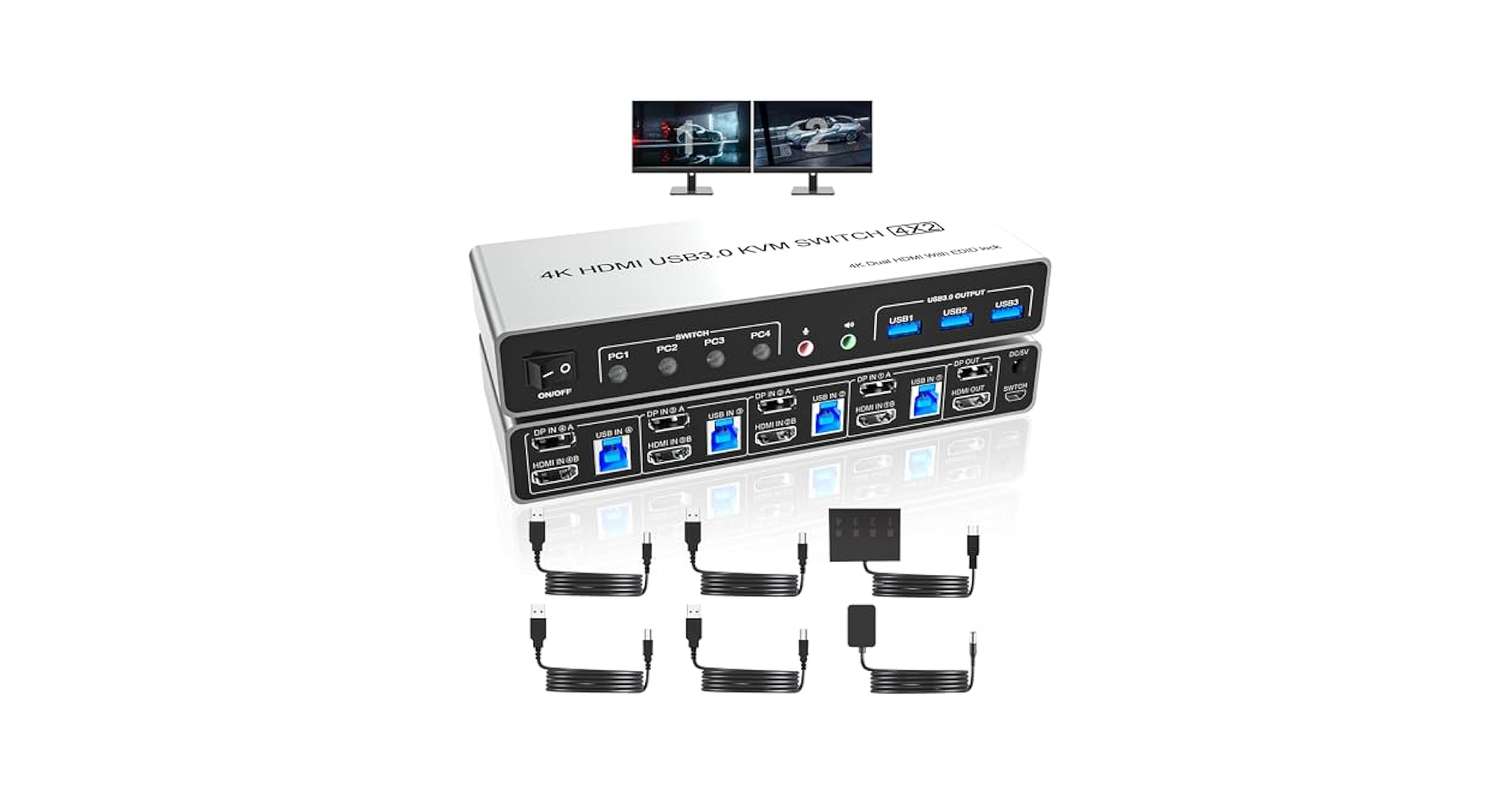 Amazon.com: USB 3.0 Displayport+HDMI KVM Switch 2 Monitors 4