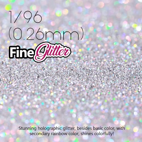 image for LEOBRO 100g / 3.5 oz Silver Glitter, Holographic Fine Glitter for Craf