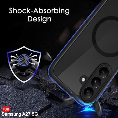 Image of TheGiftKart Hybrid Shockproof Back Cover Case for Samsung Galaxy A27 5G Compatible with MagSafe | Hard Back Cover Case for Samsung Galaxy A27 5G (PC & TPU, Translucent Smoke Matte Back, Black Sides)