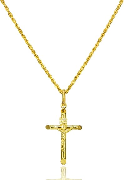 14K Yellow Gold Jesus Crucifix Cross 