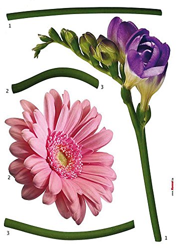 Komar Decorative Sticker Fiore, Pink/Purple/Green