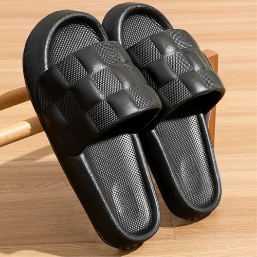 Plaid Slippers for Women and Men Cozy Comfortable Slip-On House Non-Slip Indoor Slippers with Soft Cushioned Sole