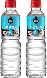 Best of Thailand Gourmet Rice Vinegar 2 x 16.9oz Bottles | Gluten Free Cooking Vinegar for Sushi, Salad, Marinade, Pickled Cucumber | All Natural, Unseasoned, Sugar Free, Sodium Free, No MSG, Kosher
