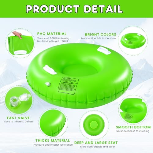 Shappy 3 Pack 36\'\' 40\'\' 47\'\' Snow Tube Inflatable Snow Sleds Heavy Duty Sleds Adults for Winter Outdoor Sports Toboggan with Handles Thickened Bottom Winter Outdoor(Pastel Colors,40 Inch)
