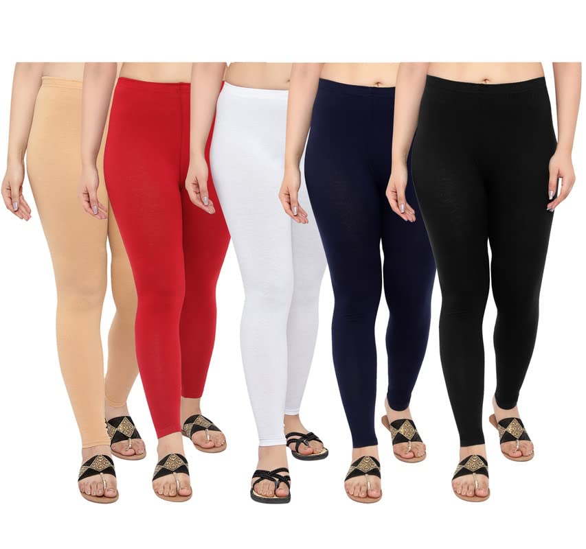 Image of NGT Cotton Lycra Ankle Length Leggings for Women Combo (Set of 6)
