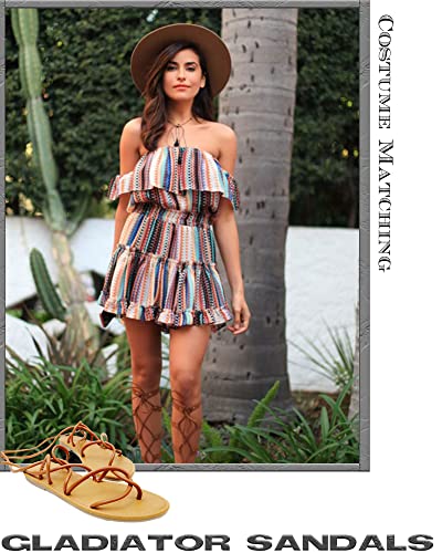 Women's Lace Up Gladiator flat Sandals Strappy Sandal for Women Dress Shoes4