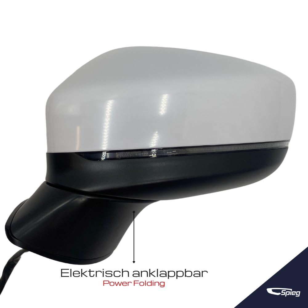 Spieg Außenspiegel Links für Mazda CX-5 (KF) 2017-2025 Elektrisch Einklappbar, Toter-Winkel-Assistent, Elektrisch Verstellbar, Blinklicht, Beheizt, Weißes Material, 9 PIN
