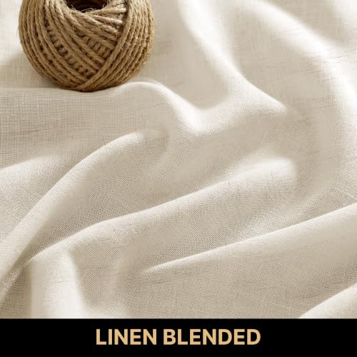 PrinceDeco Linen Semi Sheer Curtains for Living Room, 52x63 inch, Ivory - image 4