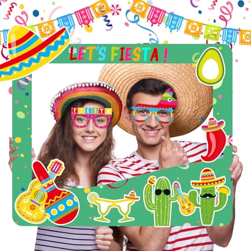 image for Kitticcino 12 Pcs Mexican Fiesta Party Decorations Fiesta Paper Eyegla