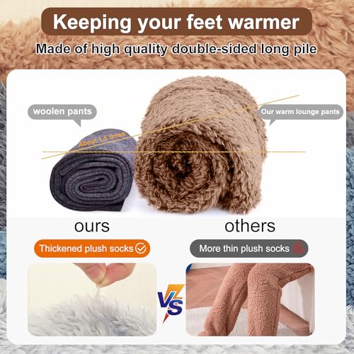 Rednow Snugg Cozy Fuzzy Plush Warmth Long Winter Leg Warmers Over The Knee Home Sleeping Slipper Socks2