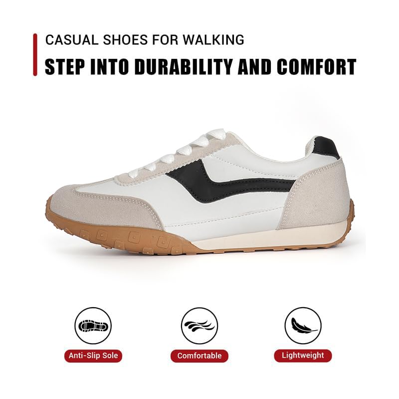Image of MAVMAX Women's Fashion Retro Sneakers Chic Casual Walking Shoes with Foam Insole Tennis Shoes Stable Non-Slip Outsole for Dresses, Jeans & Everyday Outfits
