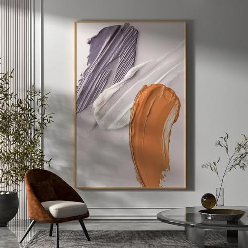 Peinture abstraite orange violet KEBIA, impression sur toile 60x80cm pour salon