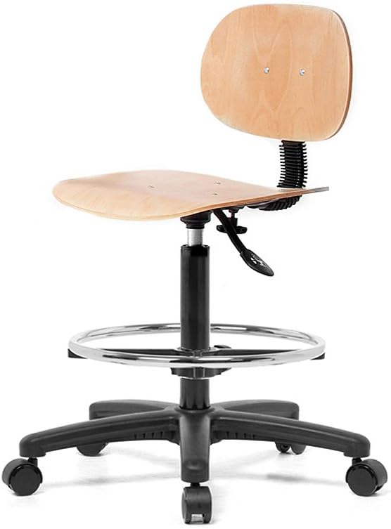 Top Medical Wood Drafting Chair with Chrome Footring 21"- 28"