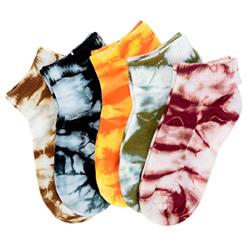 Manimepe 5 Pairs Women's Cotton Tie Dye Ankle Socks - Low Cut Novelty No Show Socks2