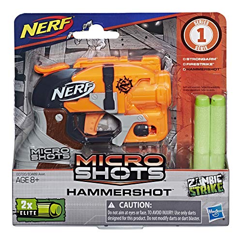 Image of Nerf Micro Shots Zombie Strike Hammershot, Includes blaster and 2 darts, For Kids Ages 8 years Old and Up (Multicolor)