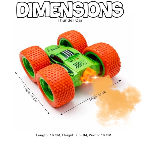 Image of SMART BOY 360 Stunt Remote Control Car for Kids Boys & Girls, Dual-Sided Driving Rock Crawler, Rechargeable Off-Road 4WD RC Toy, Smoke Mist Effect, Anti-Skid Rubber Tires, LED Lights, 1178 RED