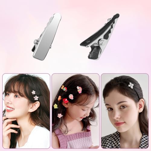 50 Piezas Pinzas de Metal Cocodrilo para Cabello, Clips Pequeños para Manualidades, Accesorios de Cabello, Suministros DIY, Color Plateado, 1 Pulgada miniatura 7