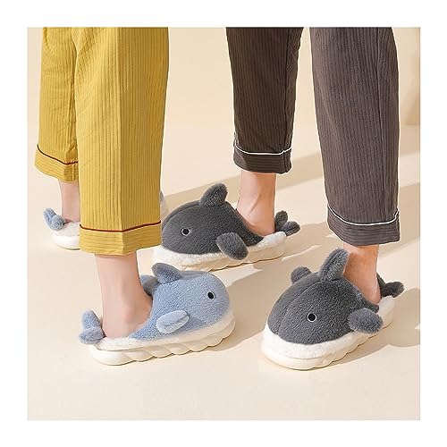 Baiyuruodie Cartoon animal shark cotton slippers, winter indoor and outdoor women's slippers, holiday gifts2