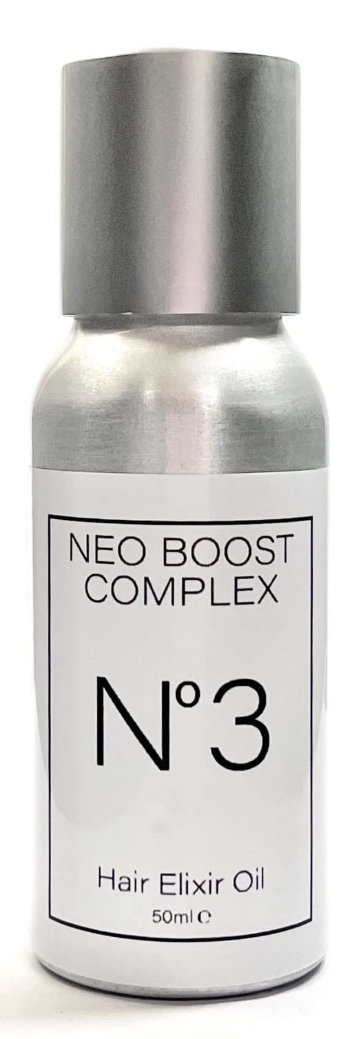 NEO BOOST COMPLEX 100% Natural - No.3 Hair Elixir Oil - 50ml . Potent Blend of 12 Active Botanical Oils known to Promote Hair Growth. With Rose Quartz & Turquoise for Energised Skin and Scalp.
