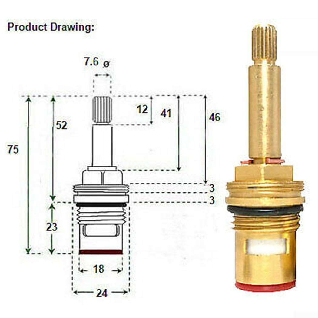 Copper Hot Water Valve Core, Replacement Copper Body Tap Cartridge - Image 2