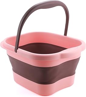 JINGYAN Foot Bath Foot Soaking Bath Basin Collapsible Soak Feet Spa Massage Bucket With Handle Pedicure For Stress Relief(Red)