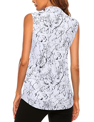 Image of Koscacy Women's Sleeveless Golf Tennis Polo Shirts Zip Up Dry Fit Workout Tank Tops Athletic Shirt