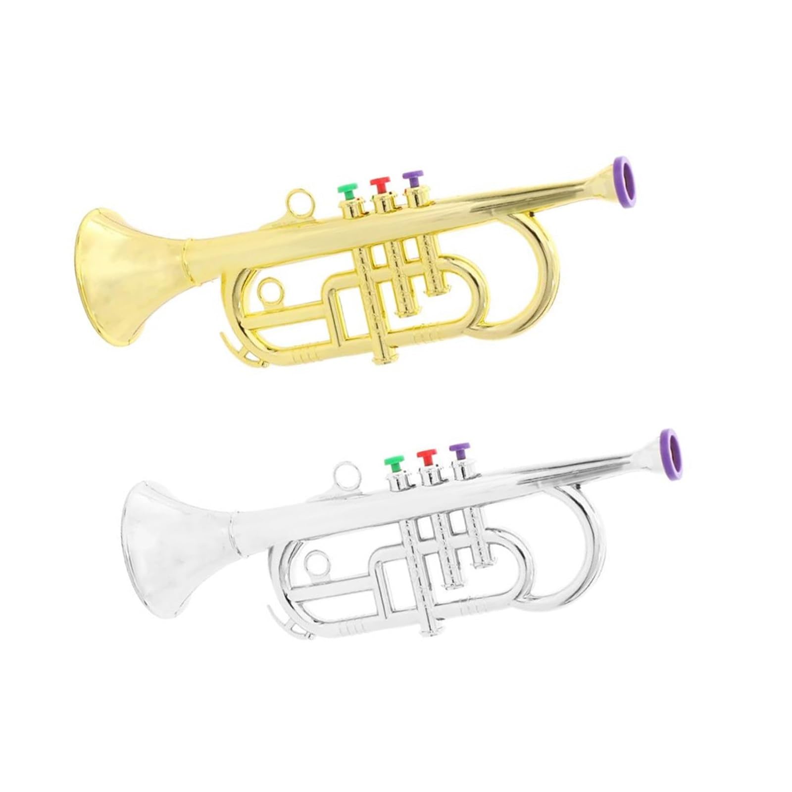 Tromba Per Adulti 1 Strumento A Fiato A Tromba In Plastica Da 34 Cm Con 3 Chiavi In ​​argento O Oro(Gold)