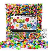 Pllieay 2100PCS 1CM Pom Poms + 100 Adhesive Wiggly Eyes Assorted 24 Colors Pompoms for Arts and C...