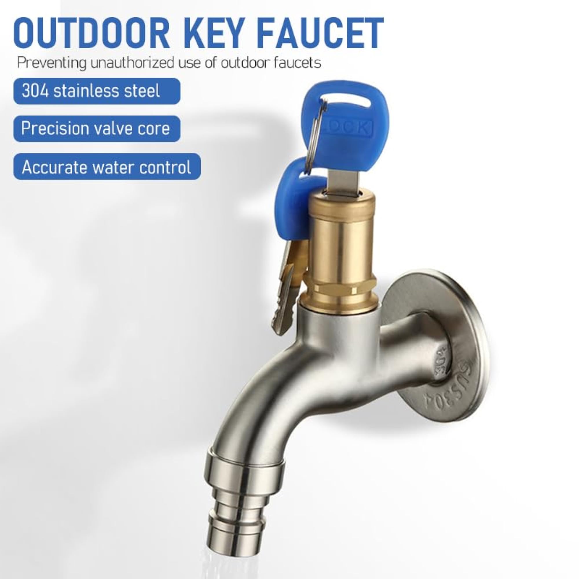 Lockable Washing Machine Tap, Chrome-Plated