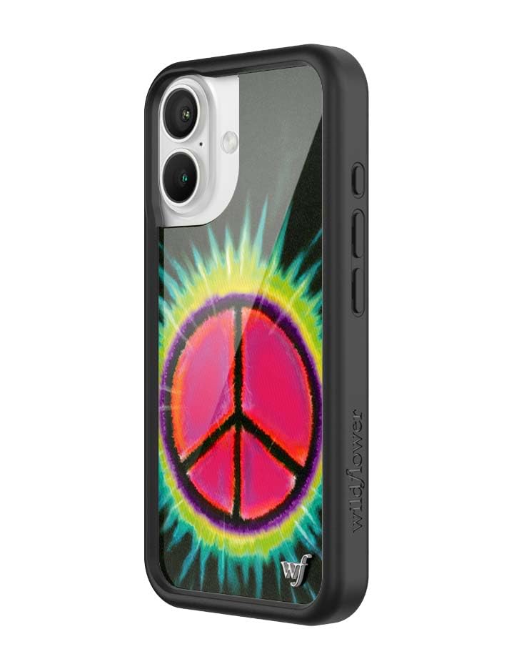 Image of Wildflower Cases - iPhone 16 Compatible - Sav Hudson Peace Sign | Impact-Certified 6.5 ft Drop Protection Case, Raised Protective Bumper, Cute Aesthetic Design, Women-Owned Small Business