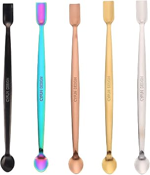 CYFUN DESIGN 5 Colors 304 Stainless Steel Craft Spoons Set for DIY Scrapbooking Glitter Embossing Powders Sequins and Other Small Embellishment Craft Cardmaking High Lighten