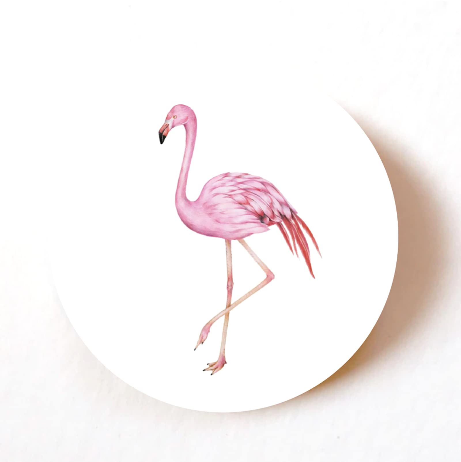 stika.co Pack of 240 Paper Labels, Pink Flamingo 40 mm Round Stickers, Summer Decorative Birthday Circular Sticker, Craft Wedding Party Events