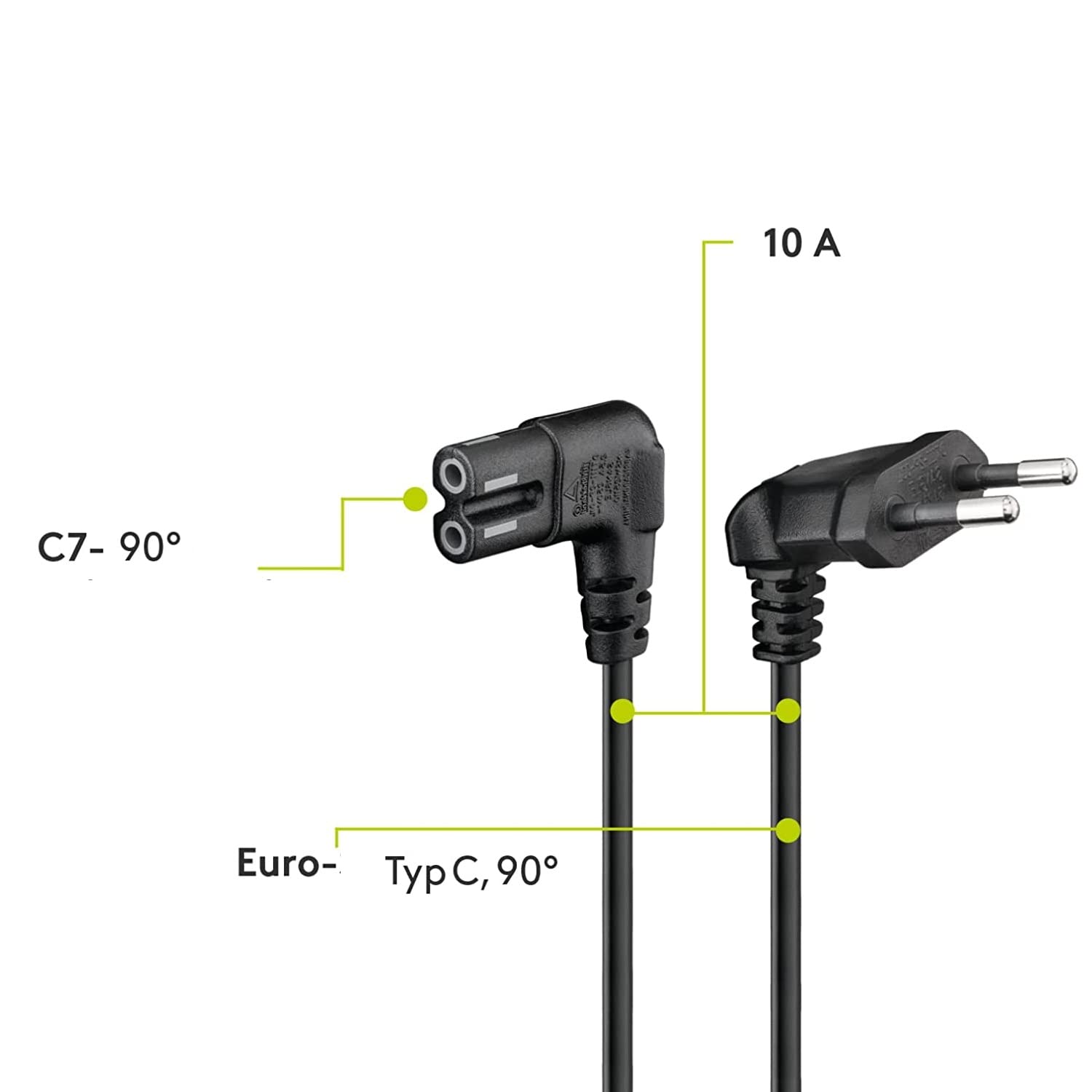 CABLEPELADO - Cavo di Alimentazione IEC-320 a Gomito C7, Sezione 0,75 mm², Compatibile Con Samsung, Philips, LG, Sony Sharp, Panasonic, TV LED, Sky High Tech, PS4, Nero, 75 cm