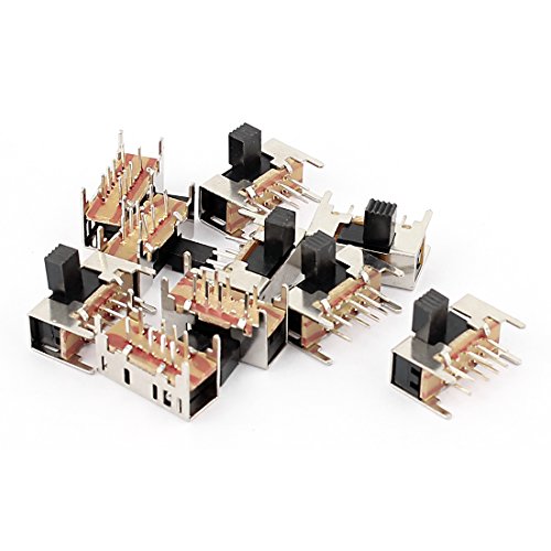 Aexit 10 Pcs Outlets & Accessories 3 Position DPDT 6 Pin PCB Panel Mount Mini Micro Outlet Switches Slide Switch
