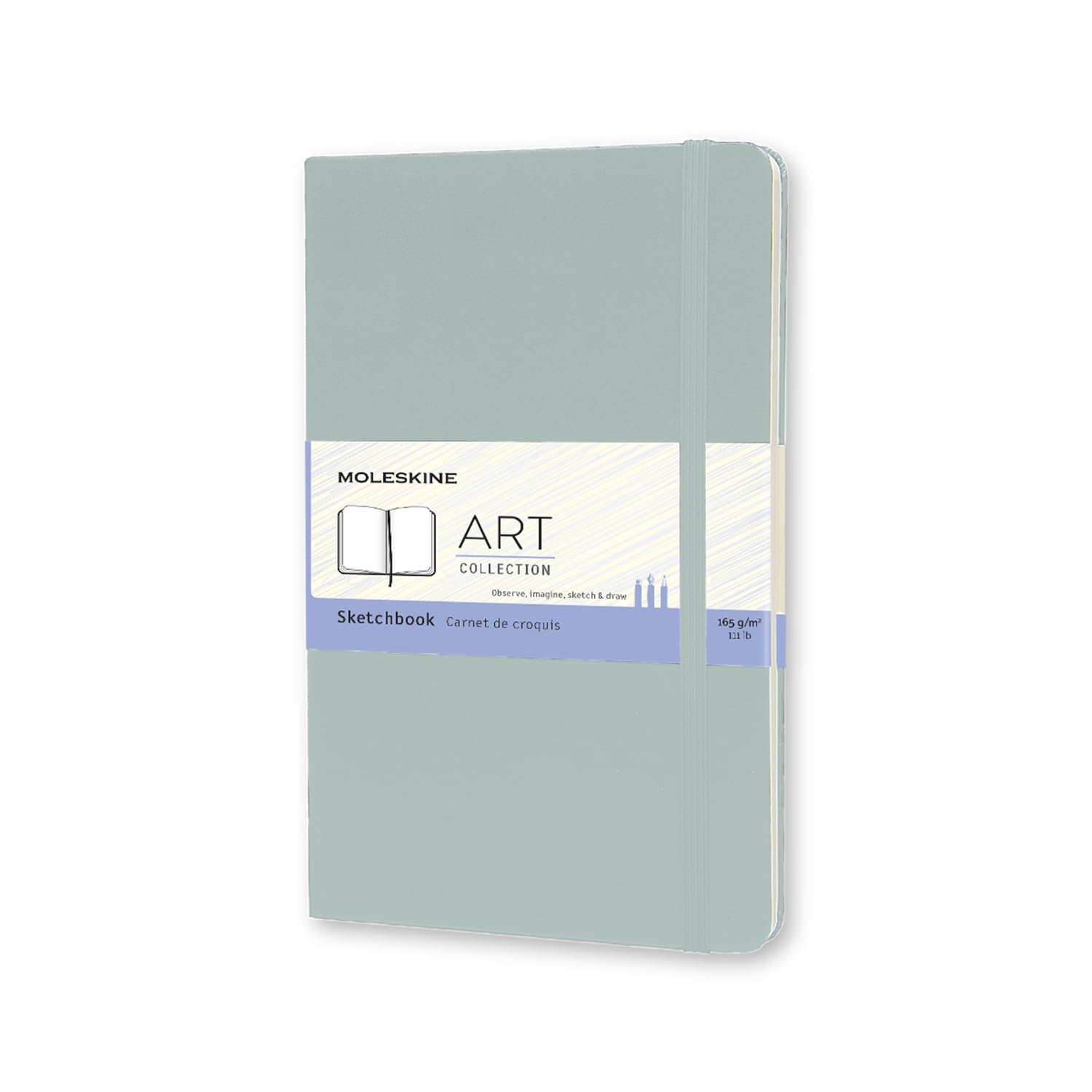 Moleskine Art Sketchbook, Hard Cover, Plain, Large, (5” x 8.25”), Sage Green