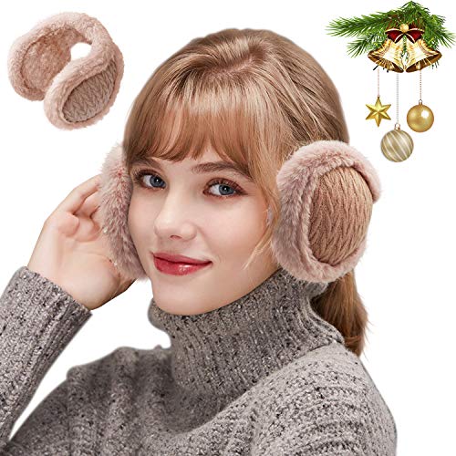 Foldable Soft Ear Muffs,Unisex Knit Ear Warmers for Winter Outdoor,Ear Muffs For Women Men (Pink)