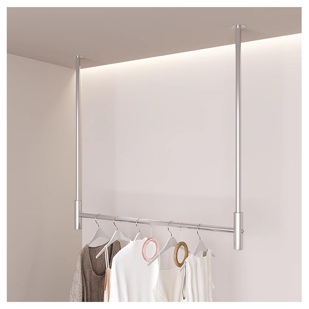 Srebrny ścienny metalowy stojak ekspozycyjny do sklepów odzieżowych sufit wiszący organizer na ubrania wieszak na suknię ślubną 100 cm idealny do użytku rodzinnego