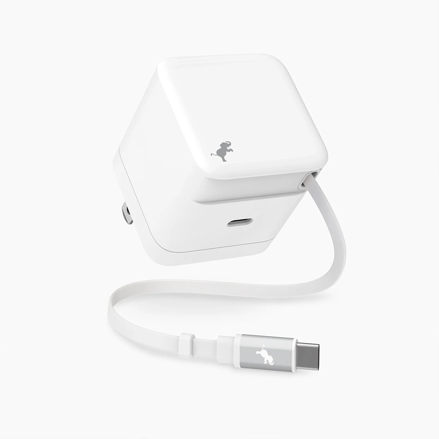 Nimble Wally Stretch 65W Wall Charger – Fast Charger with Retractable 2ft Cable, USB-C Port, and Foldable Plug for iPhone 17/16/15/14, Galaxy S25, Pixel, iPad, Laptops, and AirPods – White