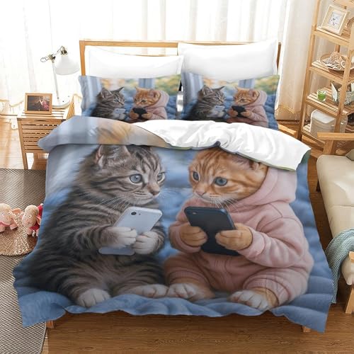 Housse de couette chatons hypoallergénique pour lit enfant une place
