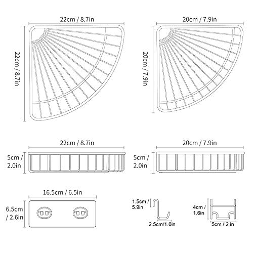 Smartake 4-Pack Corner Shower Caddy, Sus304 Stainless Steel Adhesive Bathroom Shelf With 4 Removable Hooks, Wall Mounted Storage Organizer Racks For Shower, Kitchen, Toilet And Dorm, Silver #TOP1