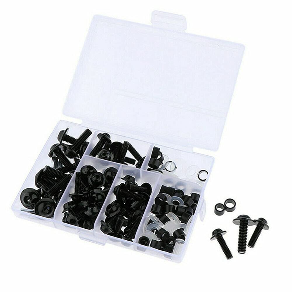 158 Universal Motocicleta Revestimiento Tornillos Tuercas Kit Cuerpo Tornillos Tornillo para YZF R1 R6 R3 2004-2008 (Negro)