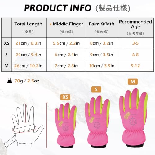 Image of TRIWONDER Kids Ski Snow Gloves Winter Cold Weather Windproof Thermal Warm Fleece Snowboard Gloves Sport Mittens for Boys Girls (M, Rose Red)