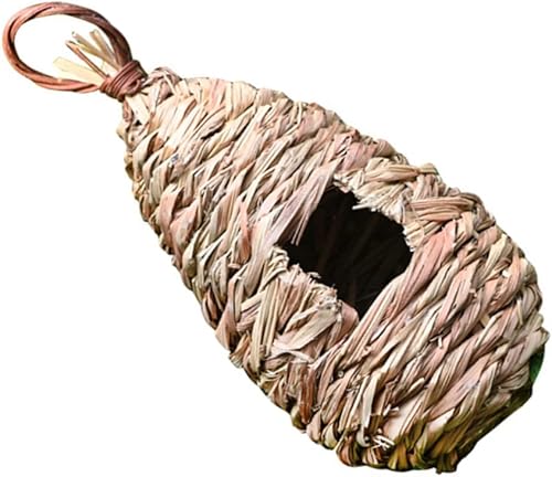 Happyyami Adorno de nido de pájaro canario, 1 unidad, casa de pájaros, el nido de pájaro, colgante de colibrí de madera para exteriores, decoración