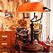 Newrays Matted Orange Glass Bankers Desk Lamp with Pull Chain Switch Plug in Fixture
