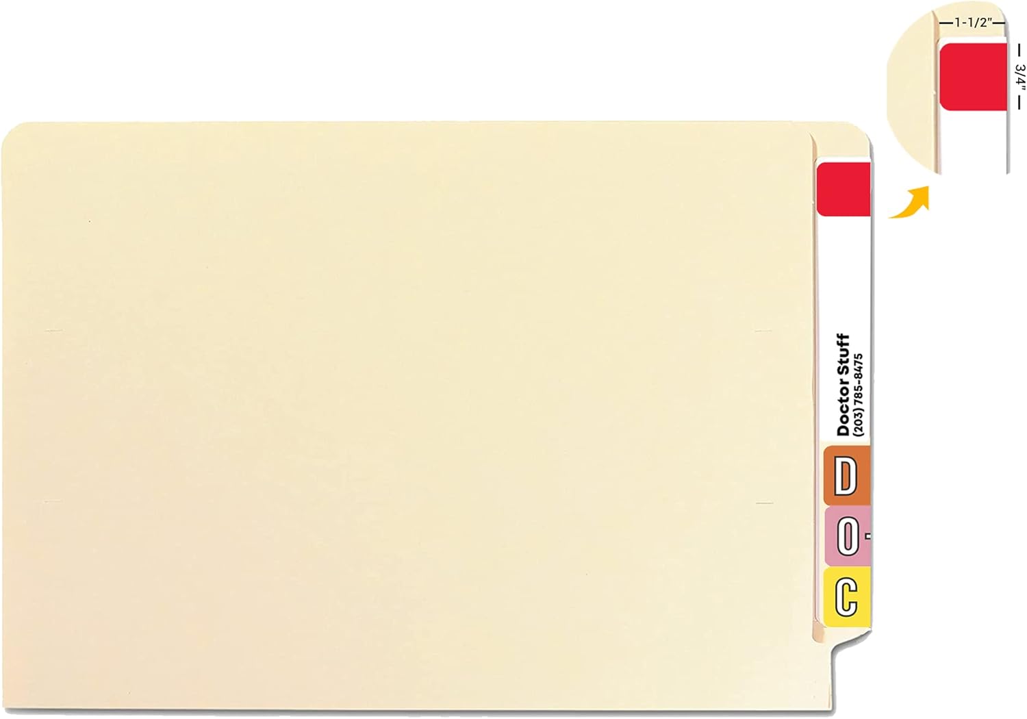 Doctor Stuff - Solid Color File Folder Labels, Jeter Series, Laminated Solid Red Stickers, 3/4" x 1-1/2", Roll of 500 Labels