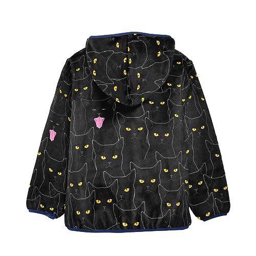 Black Cats Boys Fleece Hoody Jacket Zip Up Coat Warm Fall Winter Plush Jacket Long Sleeve Outerwear2