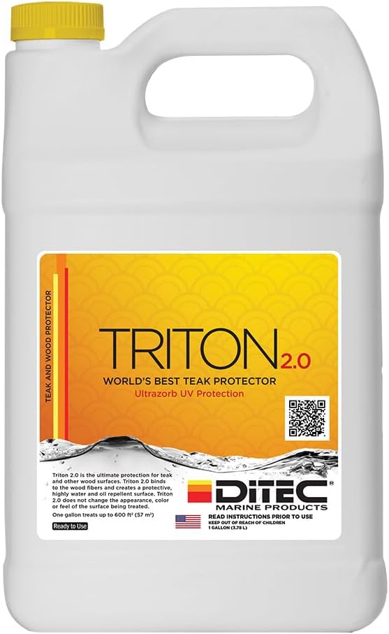 DITEC Triton 2.0 Teak Protectant, Marine Teak Oil and Sealer Alternative, Water, Oil and UV Protection, Non-Slip